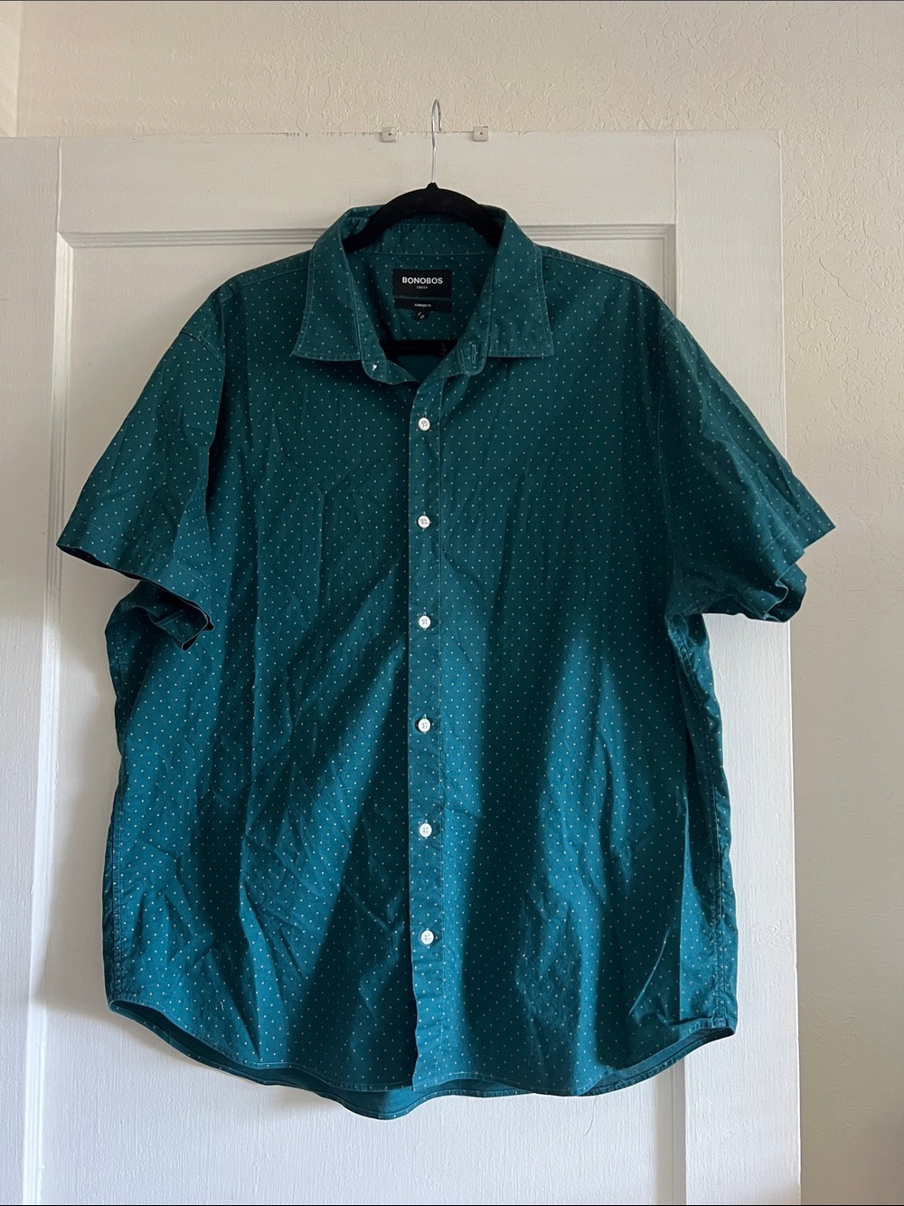 Bonobos Men's Teal Green Short Sleeve Dot Button-Down Shirt